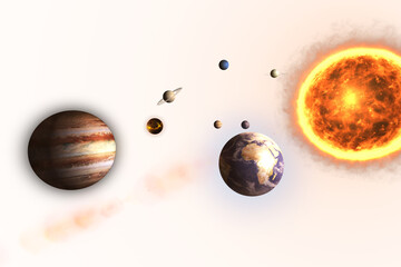 Wall Mural - Composite image of solar system against white background