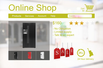 Poster - Refrigerators for sale displayed on web page