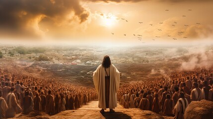 Wall Mural - Coming of Jesus Christ. The Revelation of Jesus Christ, the Jerusalem of the Bible. The Rapture of the Church.