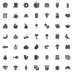 Sticker - Food and drink vector icons set