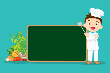 Wall Mural - Chef Kids Cooking class design template.Cute little chef cooking meal menu