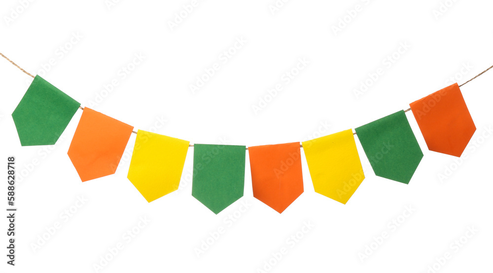 June Spring Flag Colorful flags on white background. Festa Junina (June Festival ...