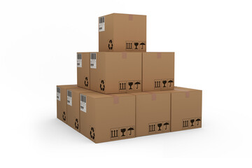 Canvas Print - Pile of packed cardboard boxes