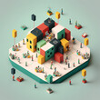 Networking 3D rendering, isometric