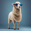 portrait of a sheep in sunglasses