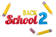 Back to school message with pencils and eraser over white background
