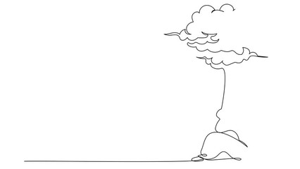 Poster - Self drawing animation of single line draw Arabian businesswoman feeling sad, depression sitting under rain cloud. Depressed worker in stress with problem. Continuous line draw. Full length animated