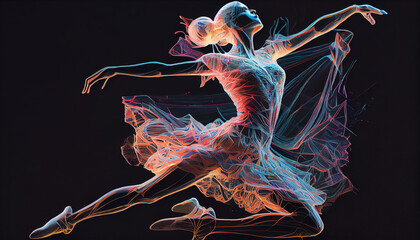 Wall Mural - Colorful Watercolor Ballerina Oil Painted Ballet Dancer AI Generative