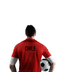 Wall Mural - Chile football player holding ball