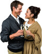 Happy romantic couple with champagne flute