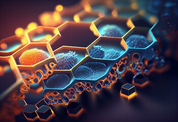 nanosheets , molecular layers . layers of molecules , nanomaterials . 3d illustration rendering. gen