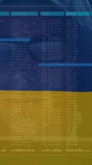 Canvas Print - Animation of caucasian male hacker and data processing over flag of ukraine