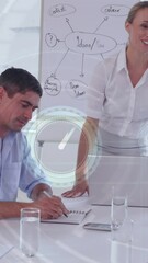 Poster - Animation of data processing over diverse business people at meeting