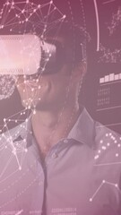 Poster - Animation of data processing over caucasian man with vr headset