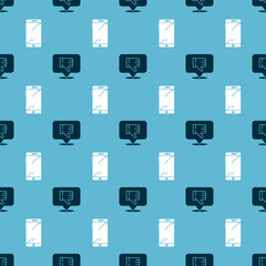 Aufkleber - set dislike in speech bubble and smartphone, mobile phone on seamless pattern. vector