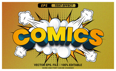 Comic 3d editable text effect book cover vector