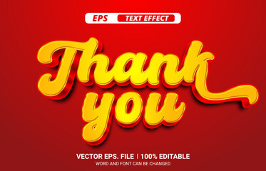Poster - Thank you 3d vector text effect on red background