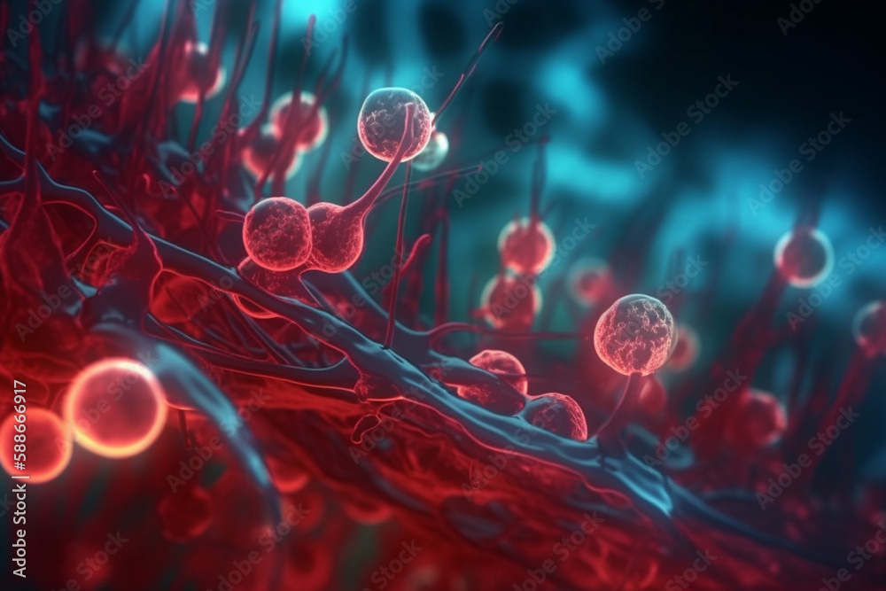 A close-up view of the clumping of red blood cells under a microscope