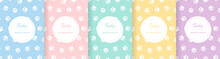 Cute Baby Seamless Pattern. Repeating Kid Pattern. Girls And Boys Prints Design. Repeated Pastel Paw Wallpaper. Repeat Child Background. Soft Blue, Pink, Yellow, Green Color. Vector Illustration