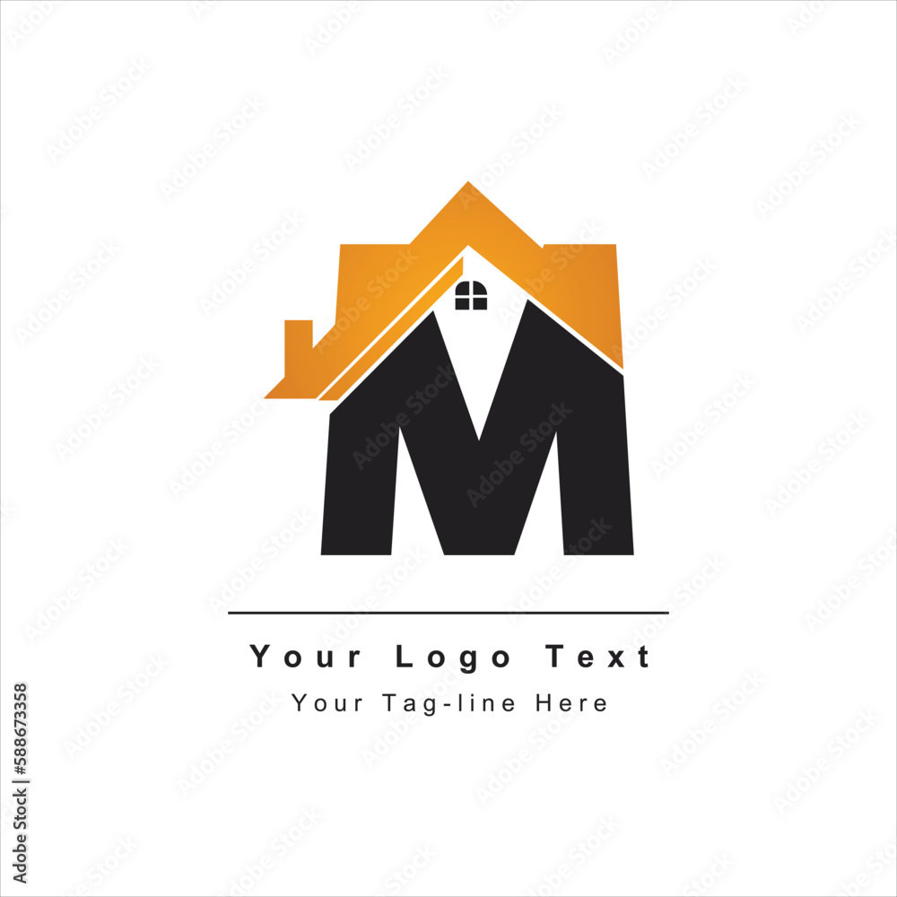 letter M logo with real estate icon design Stock Vector | Adobe Stock