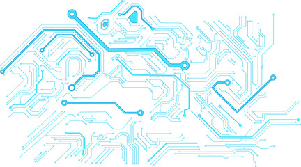 Fototapete - Abstract blue computer technology background with circuit board and  circle tech.illustration for elements