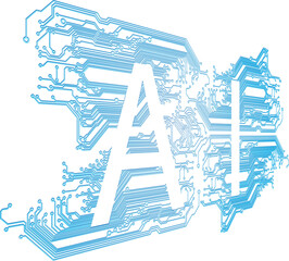 Fototapete - Abstract blue computer technology background with circuit board and  circle tech.illustration for elements