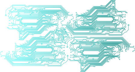Fototapete - Abstract blue computer technology background with circuit board and  circle tech.illustration for elements