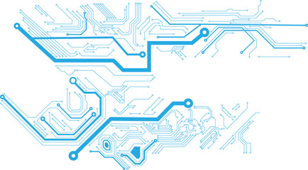 Fototapete - Abstract blue computer technology background with circuit board and  circle tech.illustration for elements