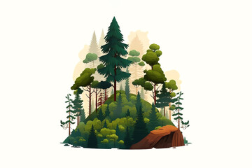 Poster - forest illustration is isolated on a white background. Generated by AI