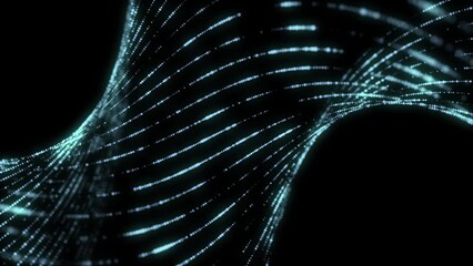 Poster - futuristic digital wave with dots. dark cyberspace. abstract music background. big data visualisatio