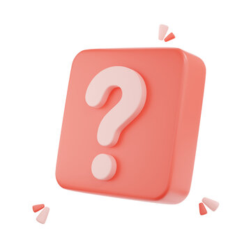 D render Question mark speech bubble icon. Message box with question sign.