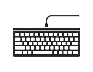 Wall Mural - Black Wired Keyboard Isolated Icon Vector Illustration