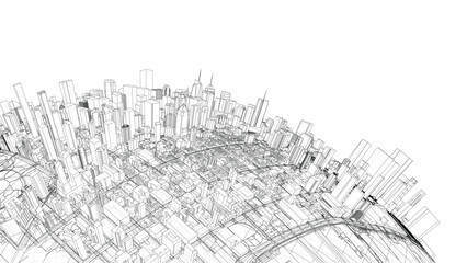 Poster - 3d city sphere. Vector rendering of 3d