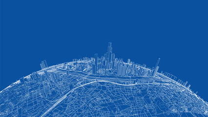Poster - 3d city sphere. vector rendering of 3d