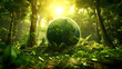 ;world environment and earth day concept green globe in eco friendly environment generative AI