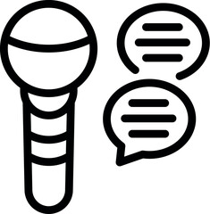 Sticker - Puppet theater microphone icon outline vector. Doll child. Show theatre