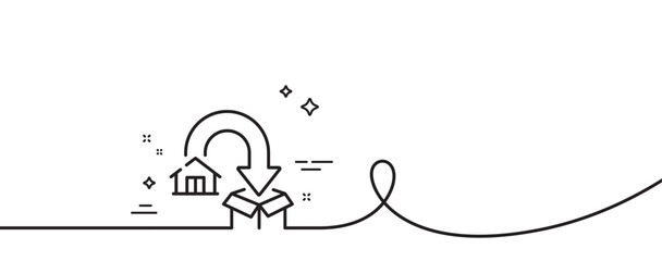 Poster - moving service line icon. continuous one line with curl. packing things sign. things transportation 