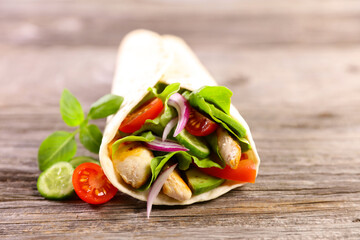 Sticker - Mex tortilla wraps with grilled chicken and vegetable