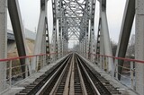Fototapeta Most -  old steel railway on the bridge in the country