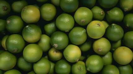 Wall Mural - Fresh ripe green limes background illustration. Generative AI