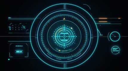 Poster - Sci-fi digital interface elements for games, icons, labels and lines.