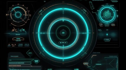 Poster - Sci-fi digital interface elements for games, icons, labels and lines.