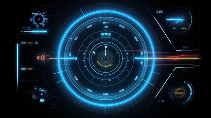 Poster - Sci-fi digital interface elements for games, icons, labels and lines.