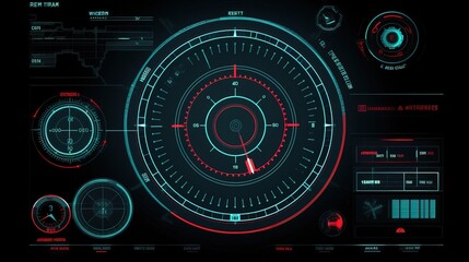 Poster - Sci-fi digital interface elements for games, icons, labels and lines.