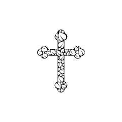 Sticker - Christian cross with leaf icon isolated on transparent background