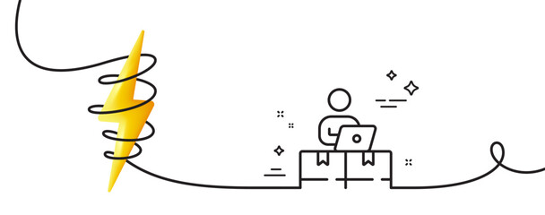 Poster - Online storage line icon. Continuous one line with curl. Internet delivery sign. Mobile device service symbol. Online storage single outline ribbon. Loop curve with energy. Vector