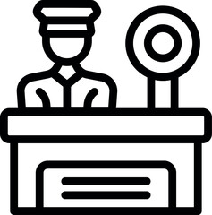 Poster - Police office icon outline vector. Safety guard. Computer secure