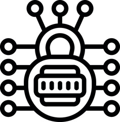 Poster - Digital lock icon outline vector. Safety police. Shield cyber