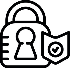 Poster - Padlock shield icon outline vector. Guard safety. Camera data lock