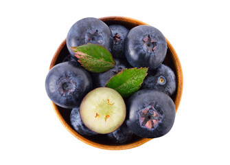 Group of fresh juisy blueberries isolated on transparent png